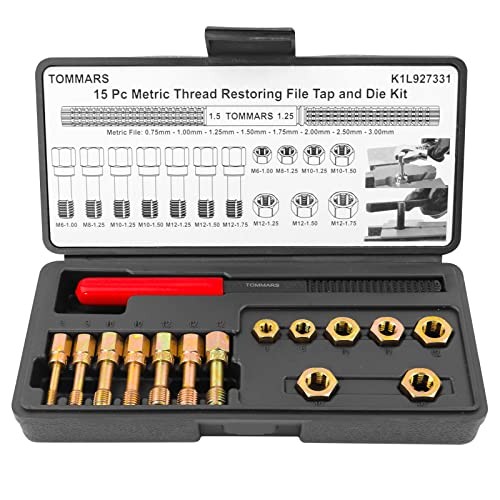 -Piece Thread Chaser Set, M6 M8 M10 M12 Thread Restorer Tool Metric 15