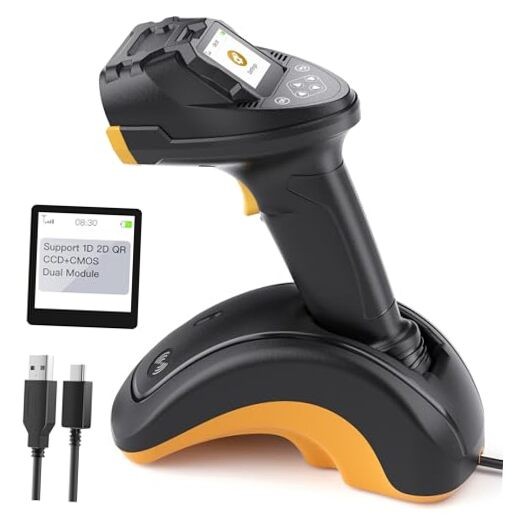 Bluetooth Barcode Scanner, 2D 1D Wireless Handheld Scanner, QR Code Scanner,