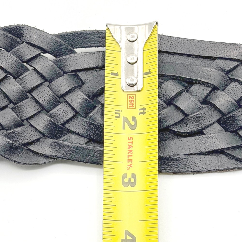 Wide Braided Leather Belt Black Boho Western Statement Boho Indie Minimalist
