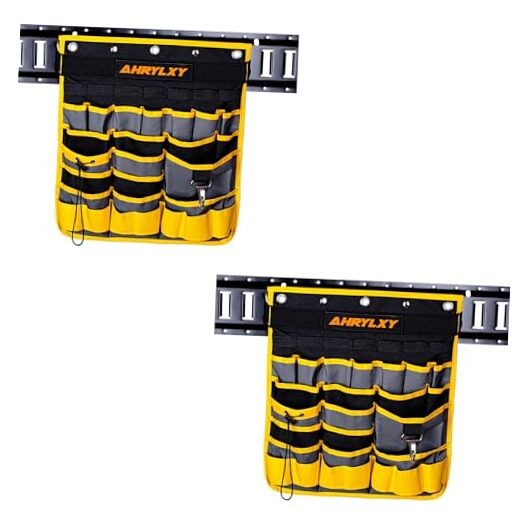 E-Track Hanging Tool Organizer, E Track Wall Hanging Pocket Tool Holder, 2 Pack