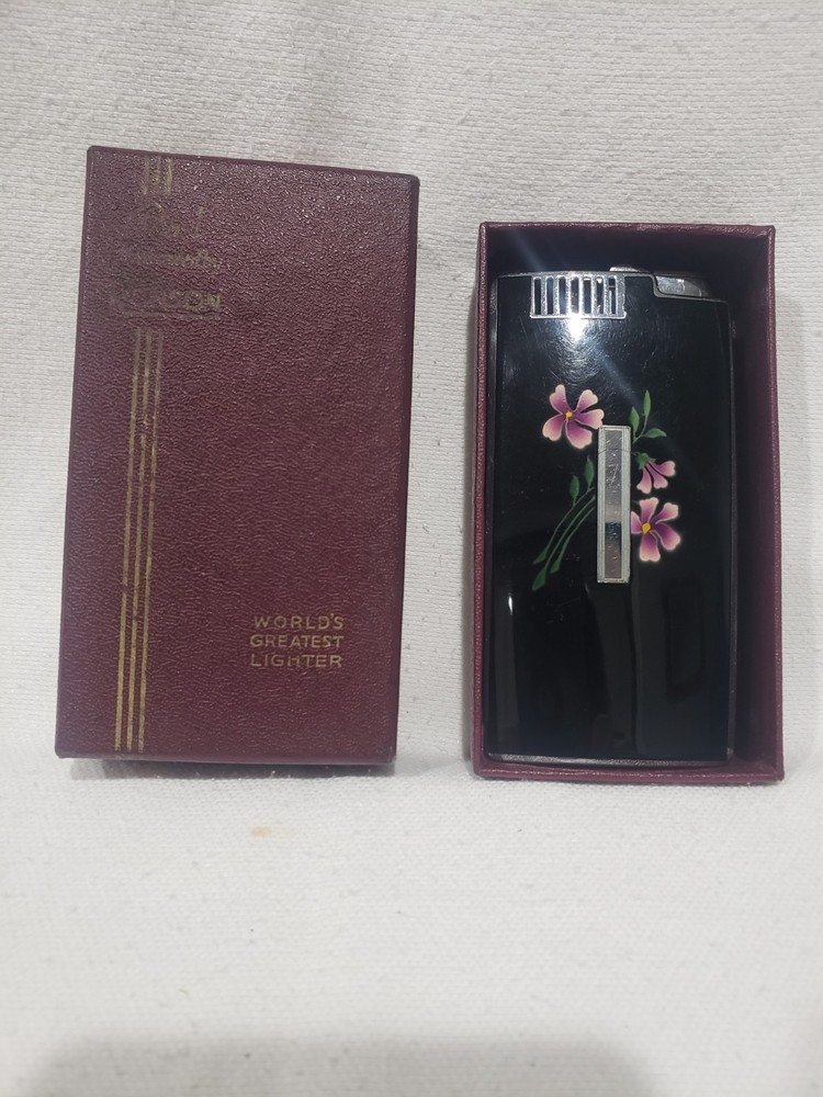 Vintage Ronson Pal Cigarette Case/Lighter Combo Black Enamel & Silver