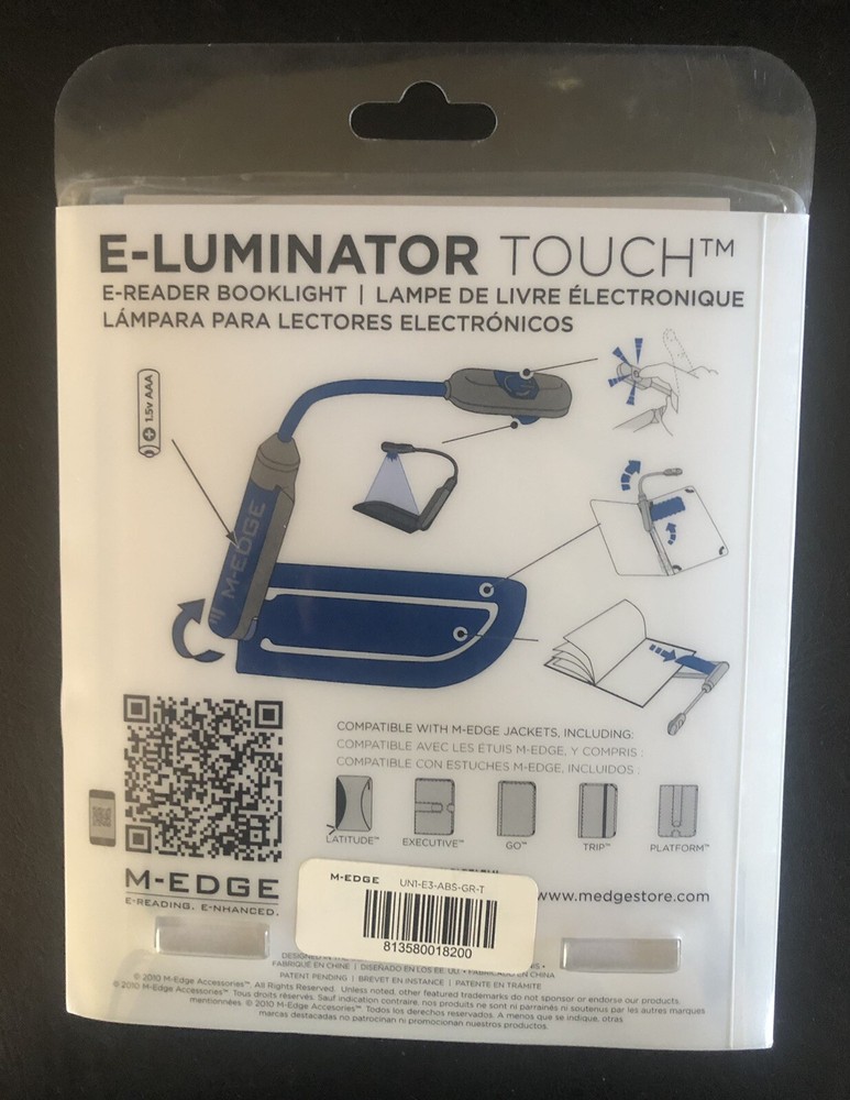 M-EDGE E-Luminator Touch E-Reader Booklight Multi Device Compatible - Fast Ship