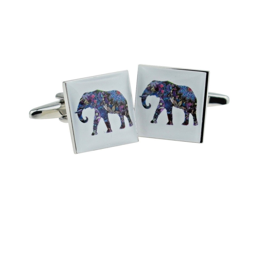 Patterned Elephant Design Cufflinks X2BOCS268