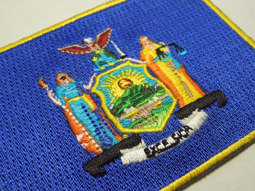 New York State Flag Seal Embroidered Iron On Patch