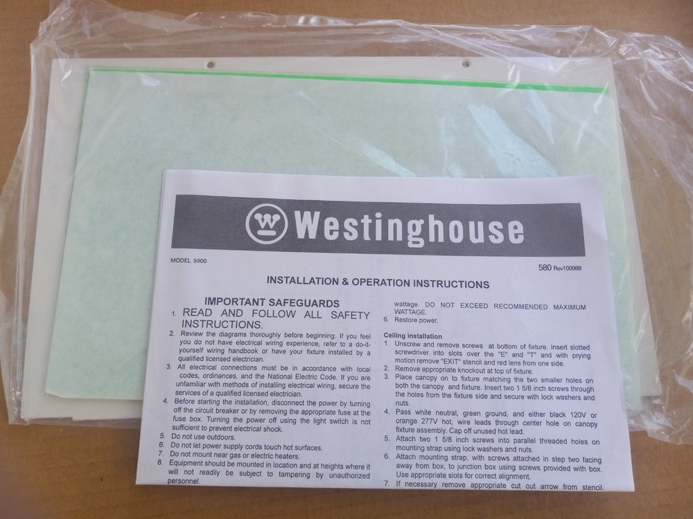 Westinghouse Exit Light Sign 120V AC Red and Green NEW