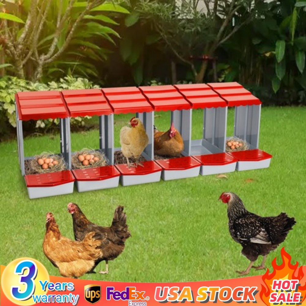 6-Compartment Chicken Nesting Box Chicken Laying Box Egg Collection 2 Mount Type