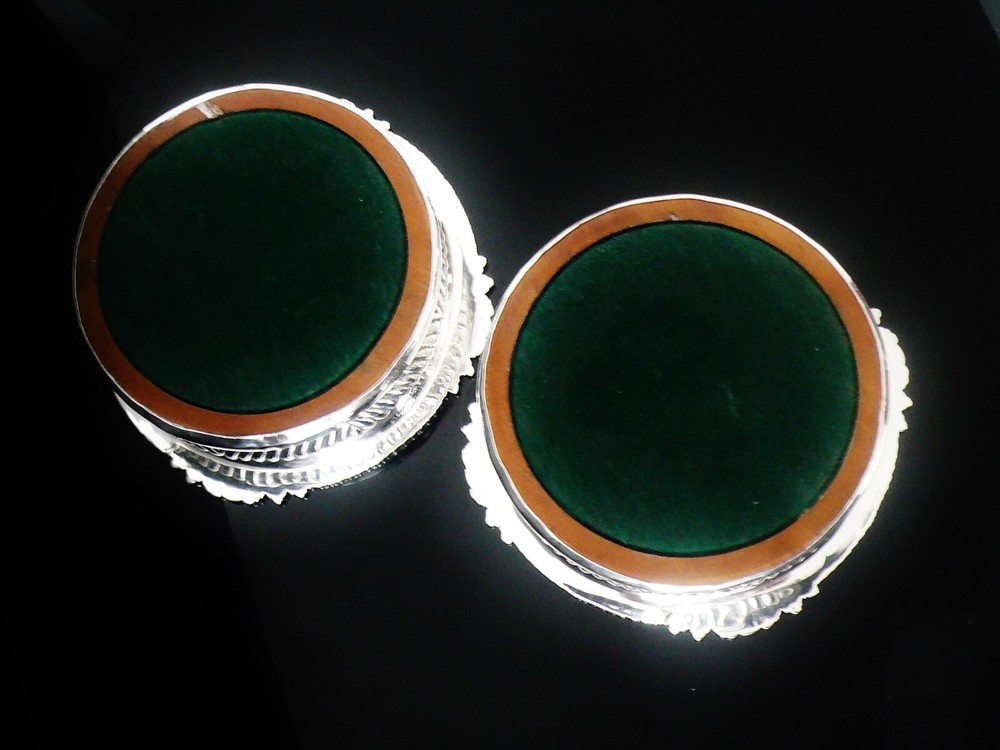 Pair Antique Sterling Silver Bottle Wine Coasters, John & Thomas Settle 1814