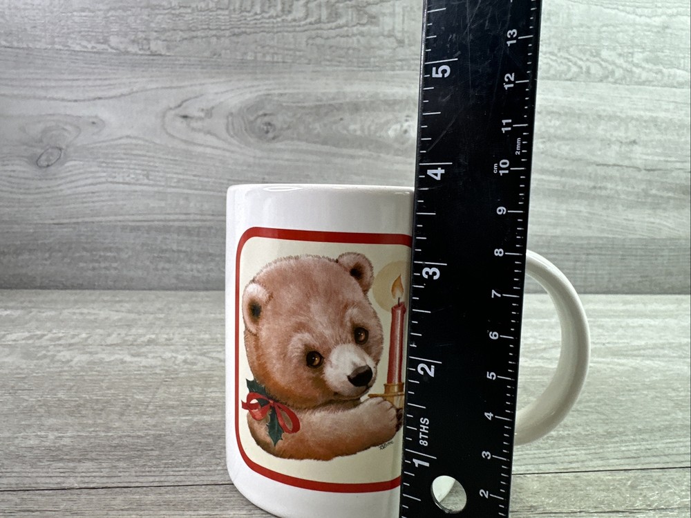 2003 Ruth Morehead Holy Teddy Bear & Candle Christmas Mug