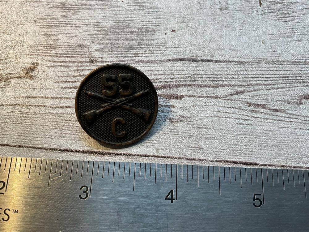 ORIGINAL WWI US 55TH INFANTRY REGIMENT CO.C 7TH DIVISION AEF COLLAR DISK DISC