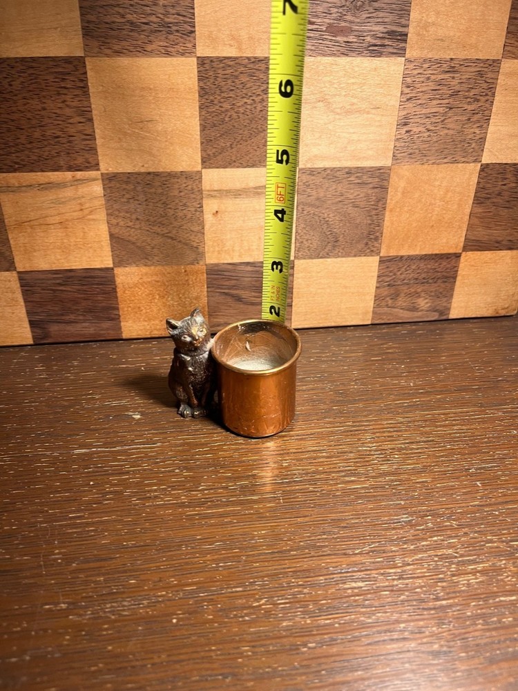 Cat Copper TonedCandle Holder