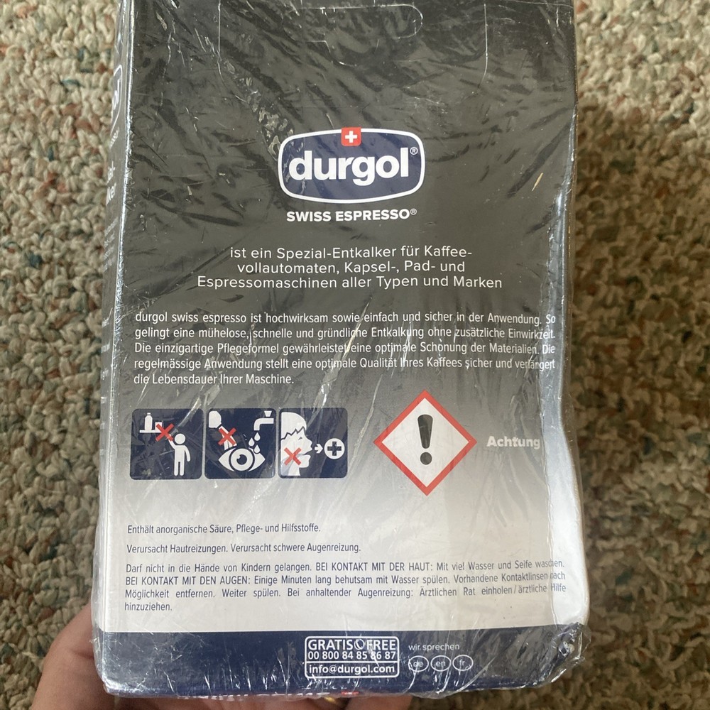 Durgol Swiss Espresso Machine Decalcifier/ Descaler Solution 4 bottles 125ml