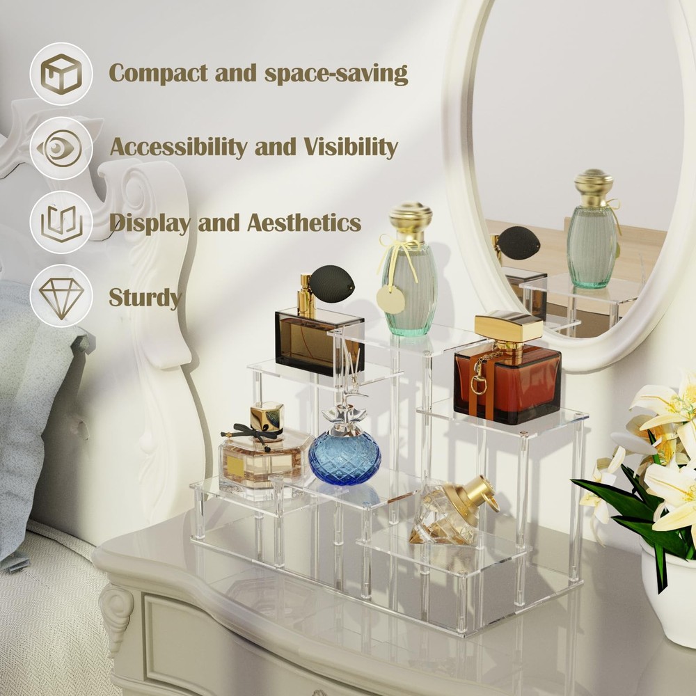 6-Tier Acrylic Riser Display Stand, Clear Cologne Stand Perfume Organizer for...