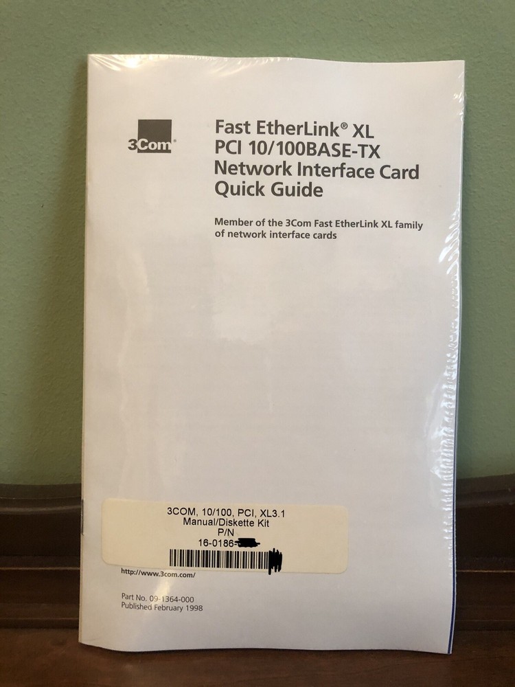 Sealed 3COM FAST ETHERLINK XL PCI 10/100BASE-TX Manual/Diskette Kit NEW