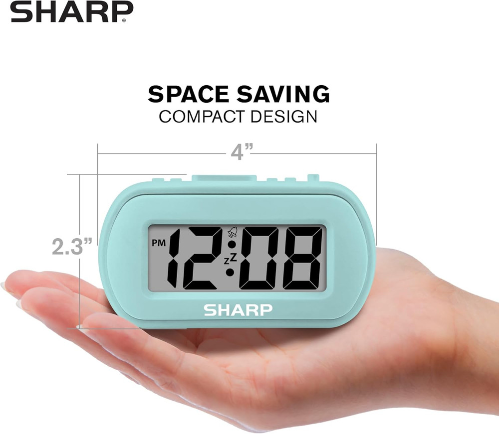 SHARP Digital Alarm Clock – Tactile Case with Soft Rubberized Finish - Battery O