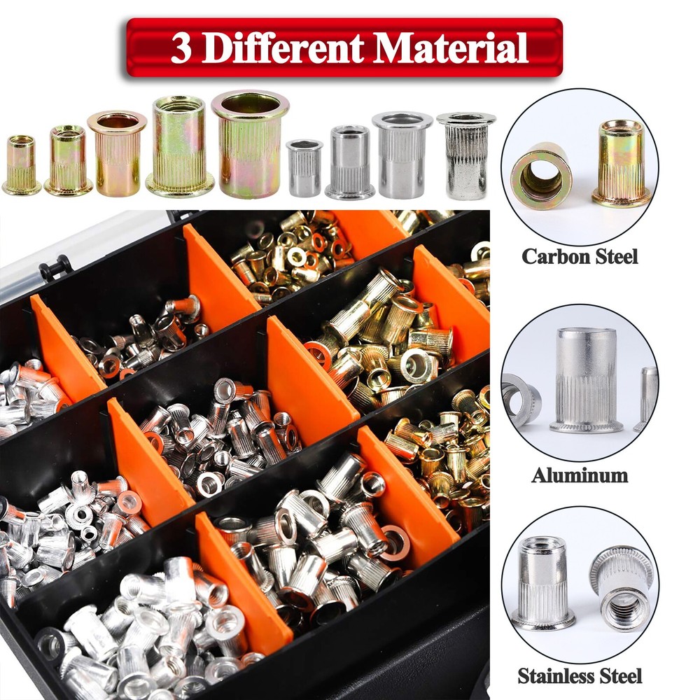1200x Metric Rivet Nut Kit For Rivnut Tool Nut Setter Thread Setting Nutsert Gun