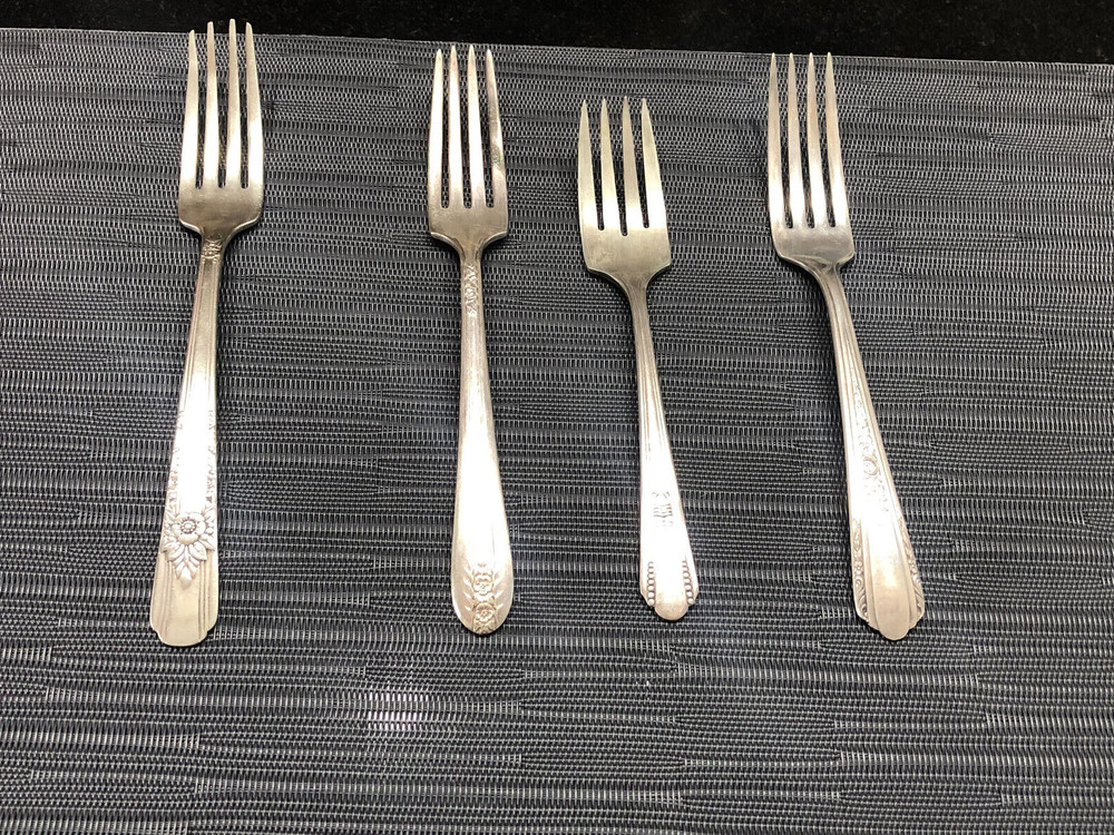 4- RANDOM SILVERWARE PIECES-FORKS BELFRY, VISION, CARLTON & PELHAM