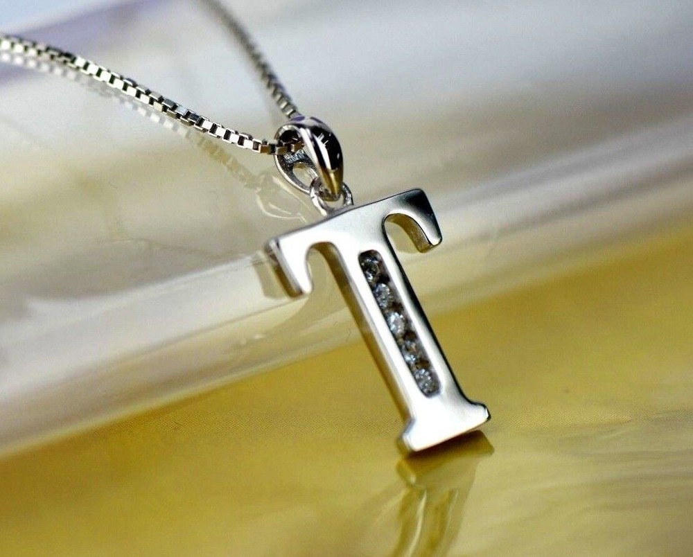 925 Sterling Silver Initial Letter CZ Pendant