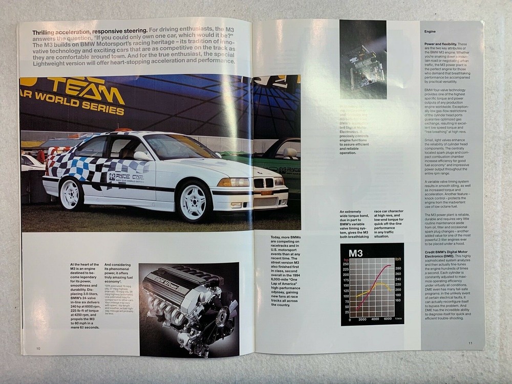 1994 BMW M3 E36 Brochure Sales Catalog US Model