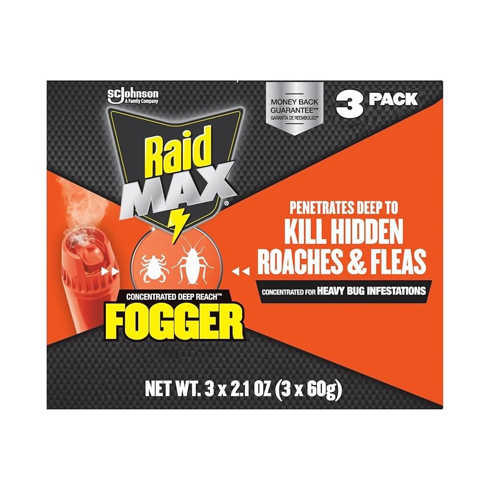 Raid Max Fogger Insect Killer 3 Pack 2.1oz Indoor Use Roach Ant Treatment