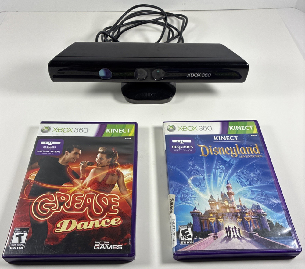 Microsoft Xbox 360 Kinect Sensor Bar with 2 Games Disneyland Grease