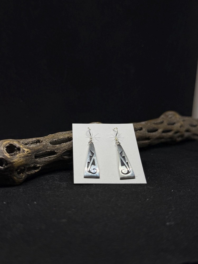 Handmade Native American Hopi Plain Sterling Silver dangle Earrings