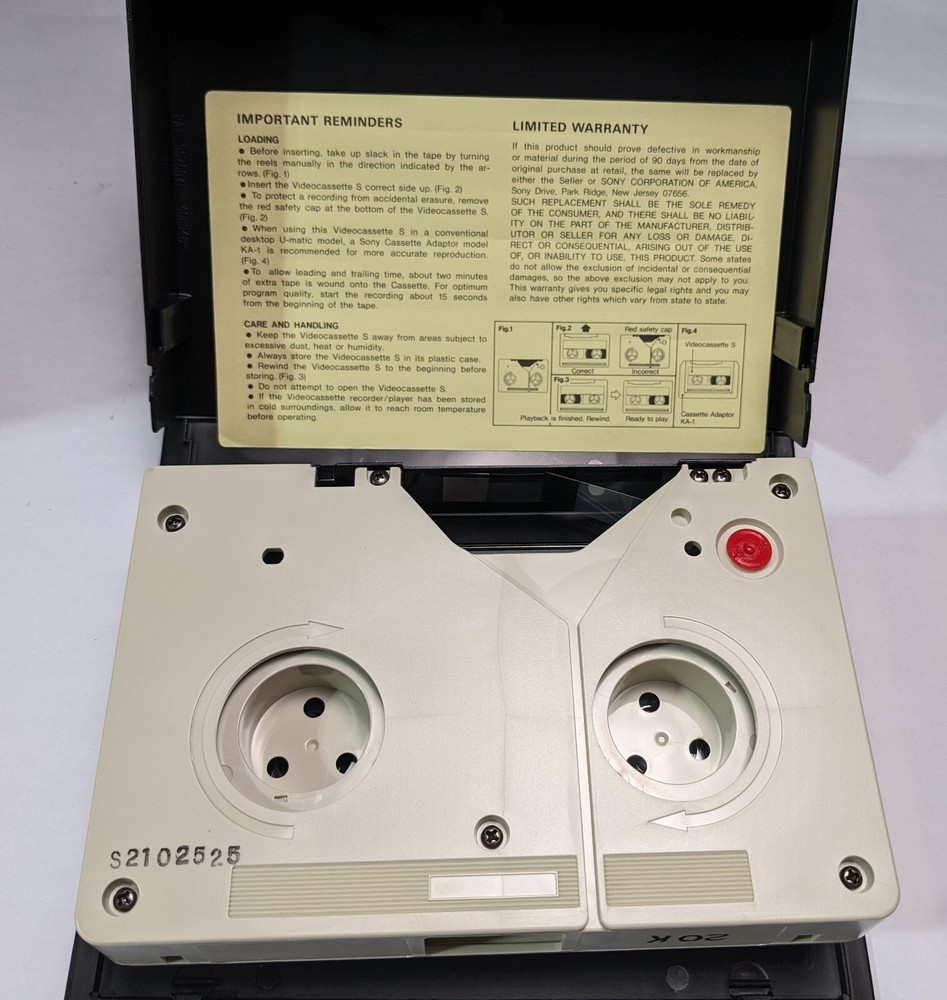 Sony U-matic S KCS-20K Video Cassette