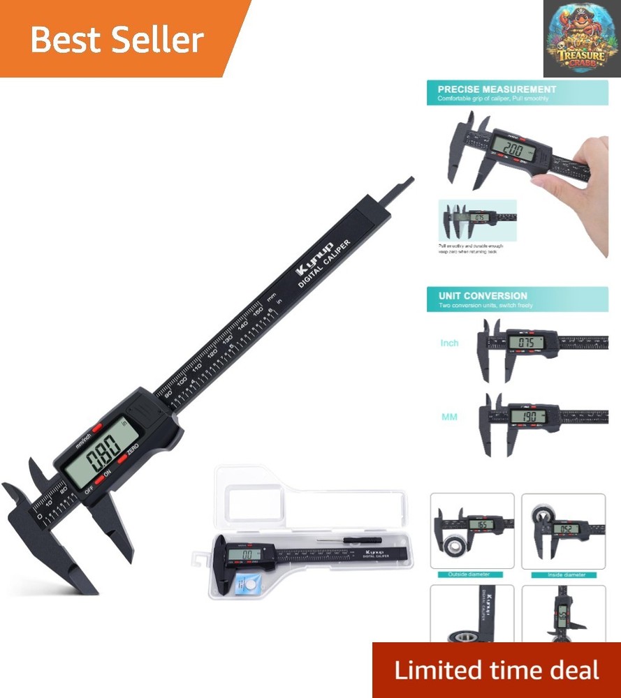 Digital Caliper with LCD Screen - Precision Measuring Tool, 0-6" Range