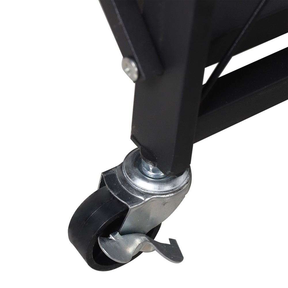 Storage 3 Tier Wide Folding Metal Shelf ,Rolling Trolley Utility Cart Black