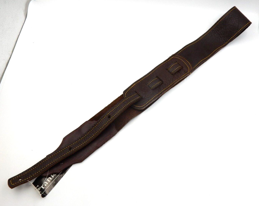 FRANKLIN CHOCOLATE BROWN LEATHER GUITAR STRAP WITH TAG, FS-CHG 2.5"