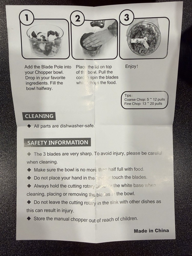 Prepology Manual Pull Function Food Chopper Red 3-Layered Blade