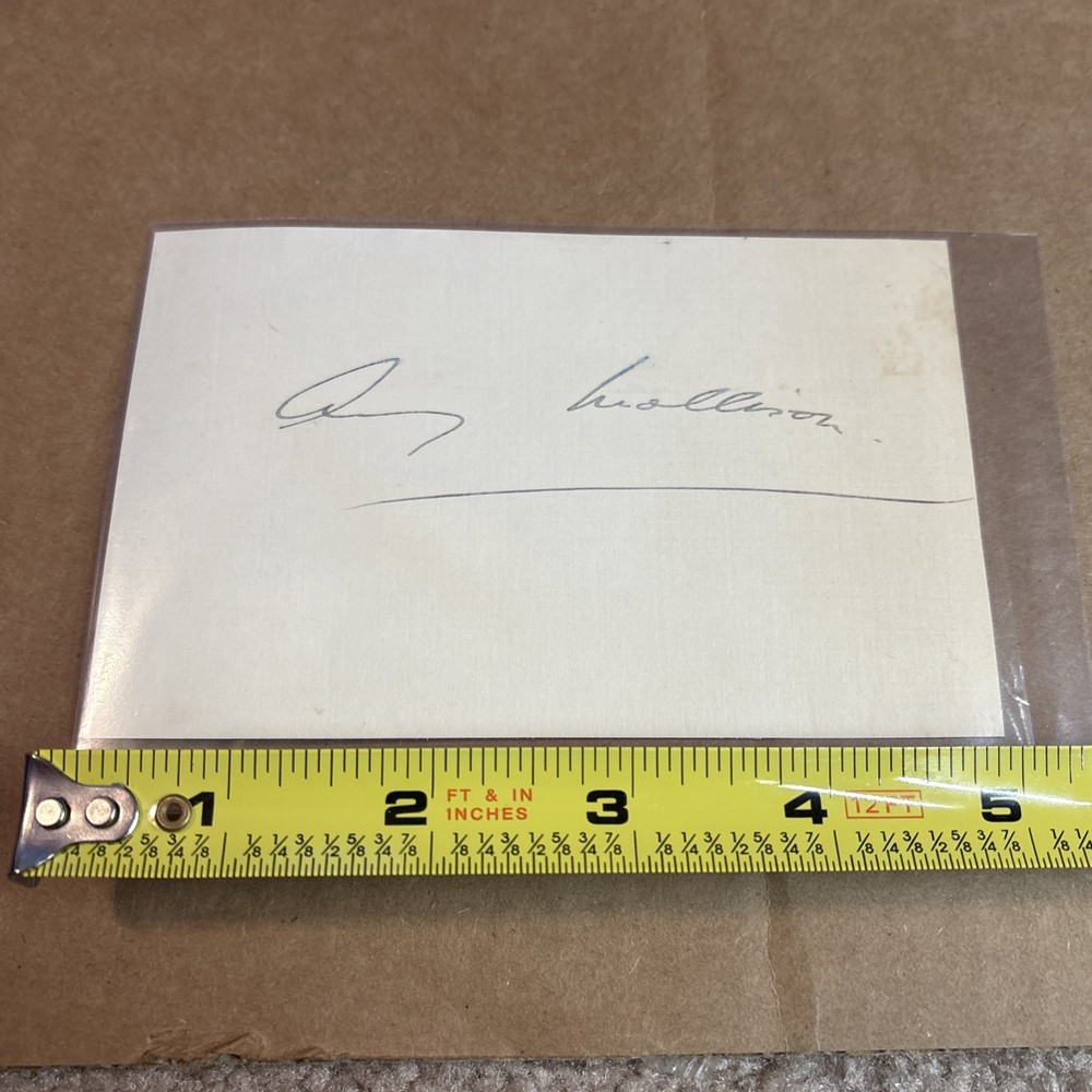 Amy Mollison Signed Index Card With COA
