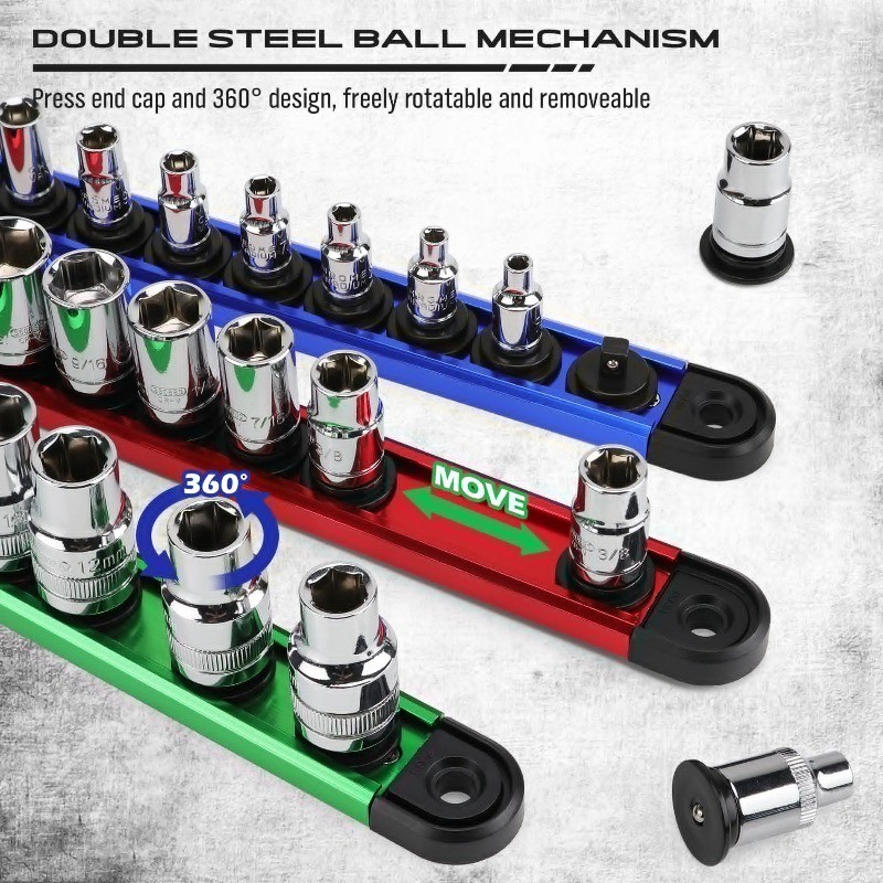9Pc Detachable Magnetic Socket Trays for Tool Box Drawer 120Pc