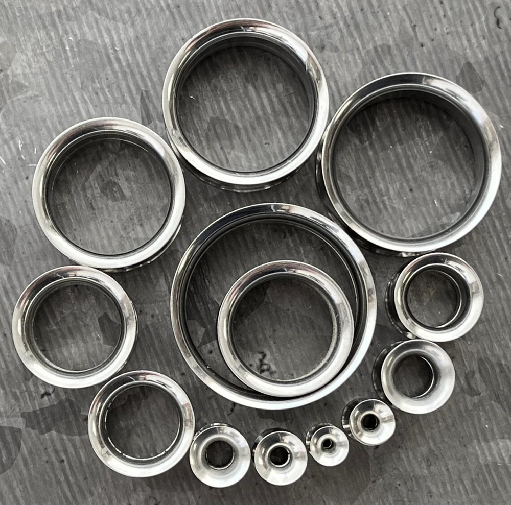 PAIR Solid Surgical Steel Internally Threaded Tunnels Plugs Earlets Gauges