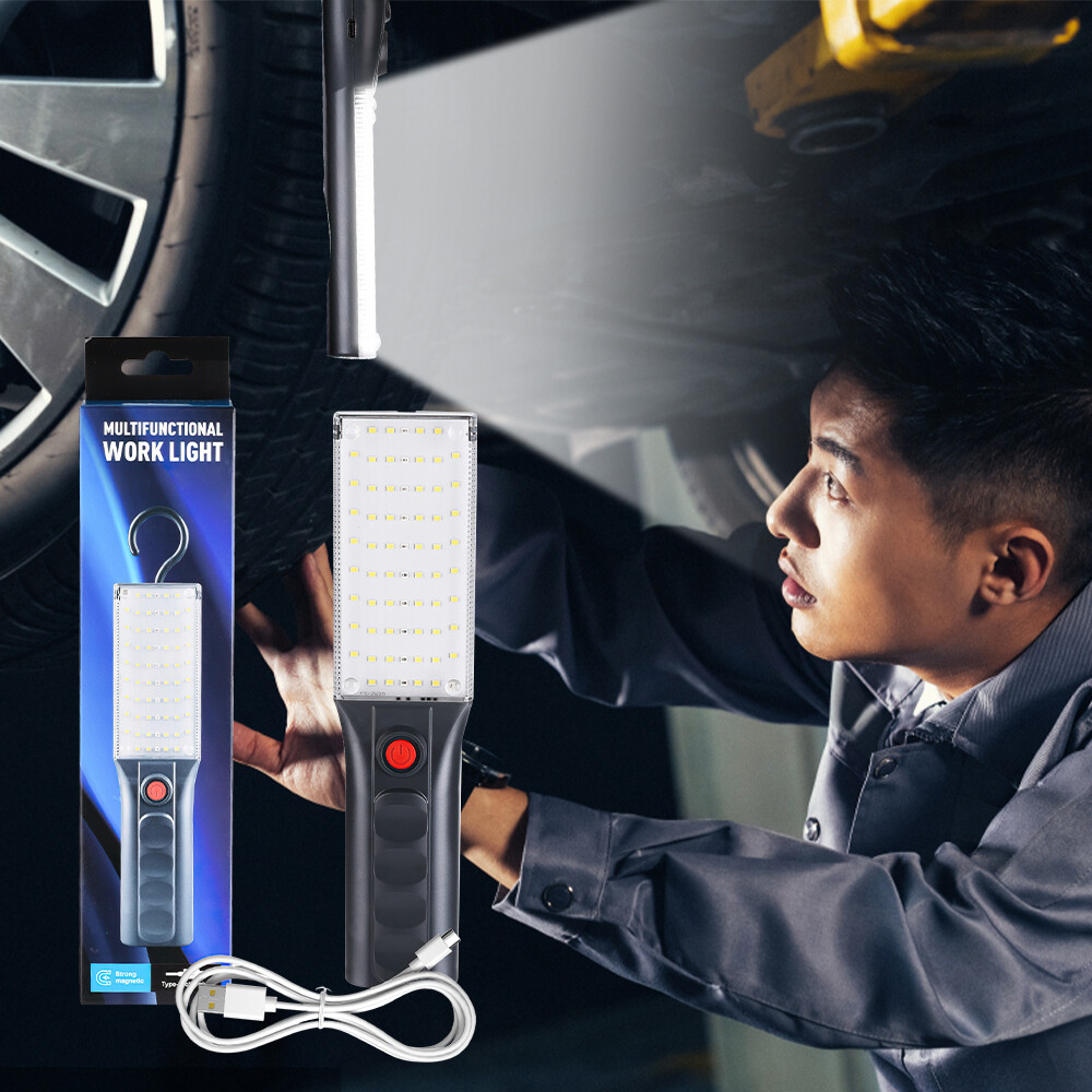 2PCS Rechargeable Work Light Portable LED Magnetic Flashlight & Hanging Hook
