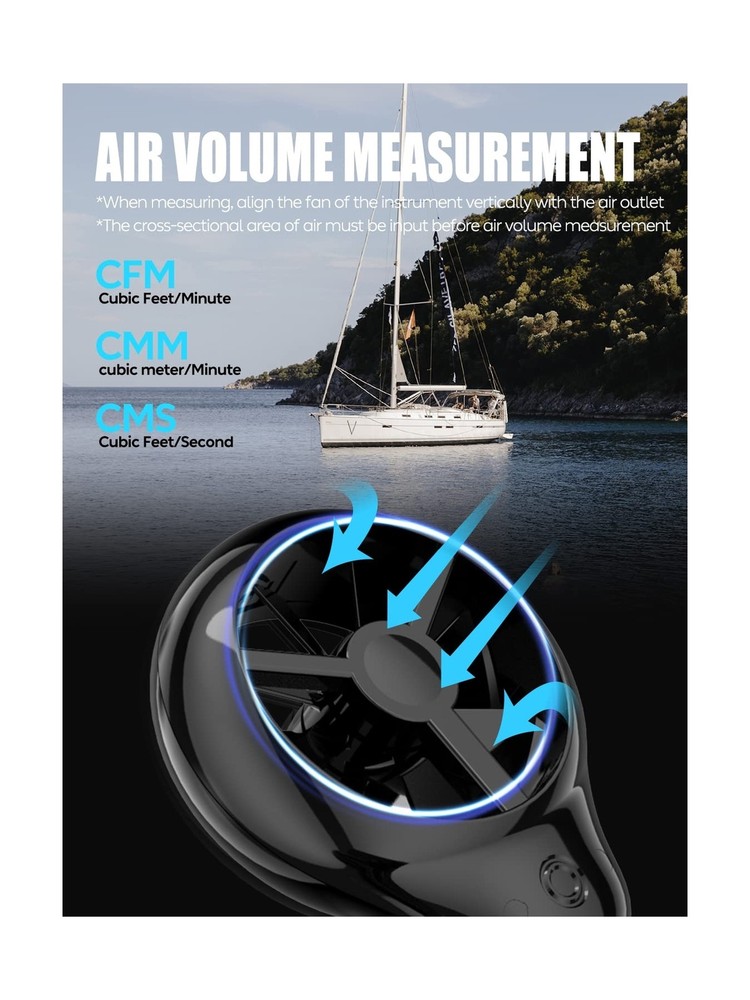 H12 Digital Anemometer Handheld Wind Speed Meter with Extended Wind Sensor, M...