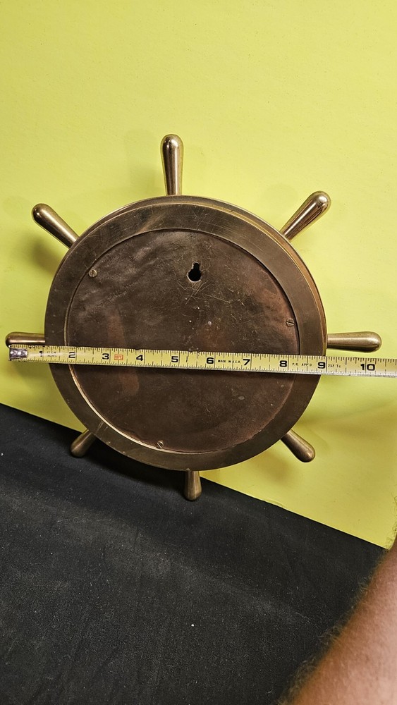 Vintage Ship's Time Solid Brass Wheel Nautical Marine Quartz Wall Clock Working