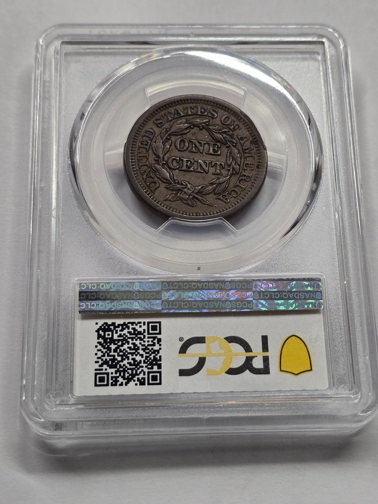 1851 1C Large Cent PCS AU50