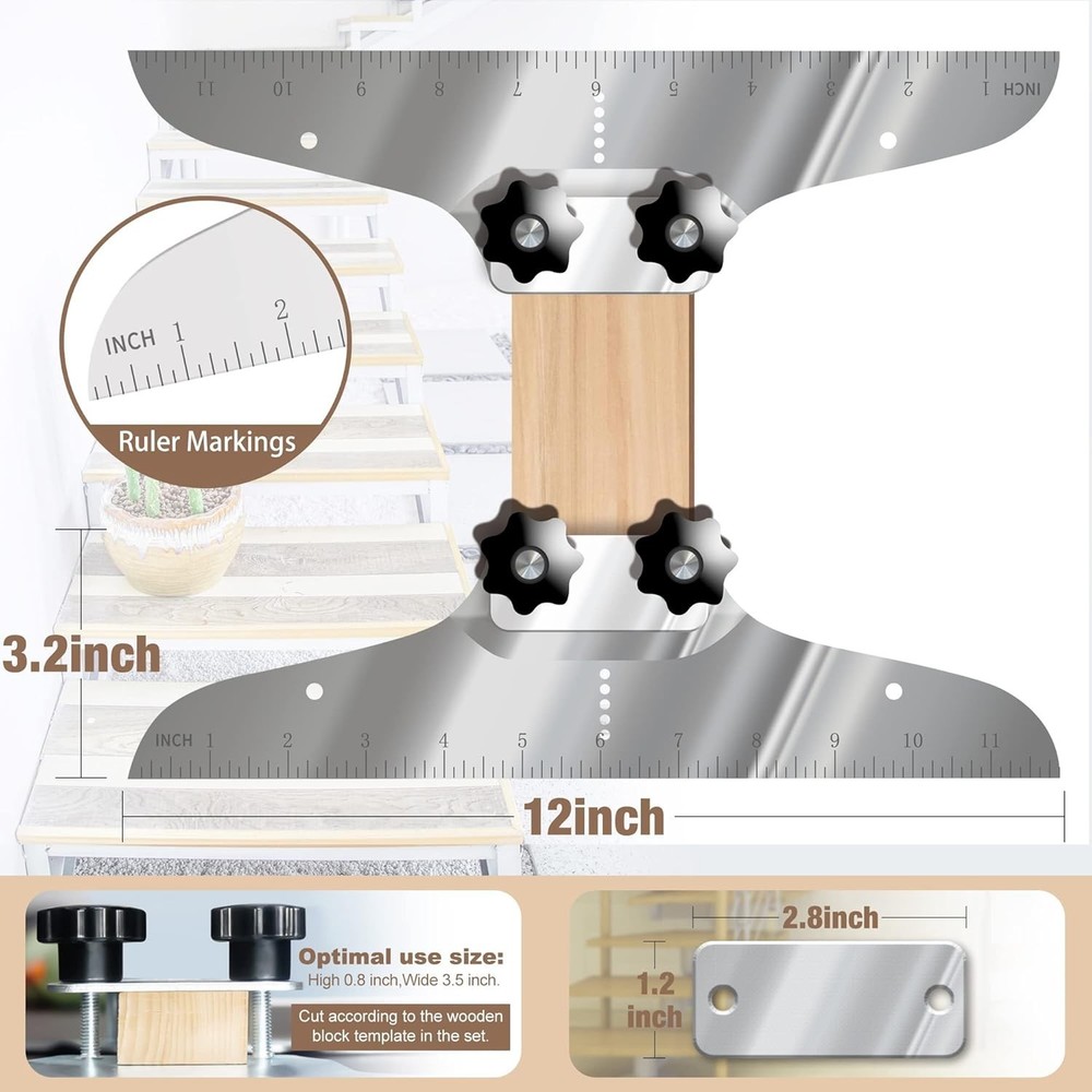 Flexible Stair Tread Template Tool - Accurate Measurements for Risers & Shelves