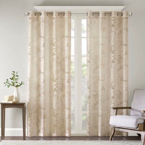 AS Palm Leaf Burnout Window Sheer Natural 50x63"