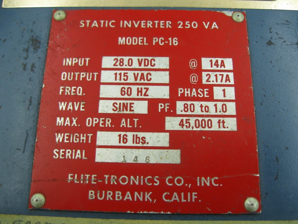 Flite-Tronics PC-16 Static Inverter