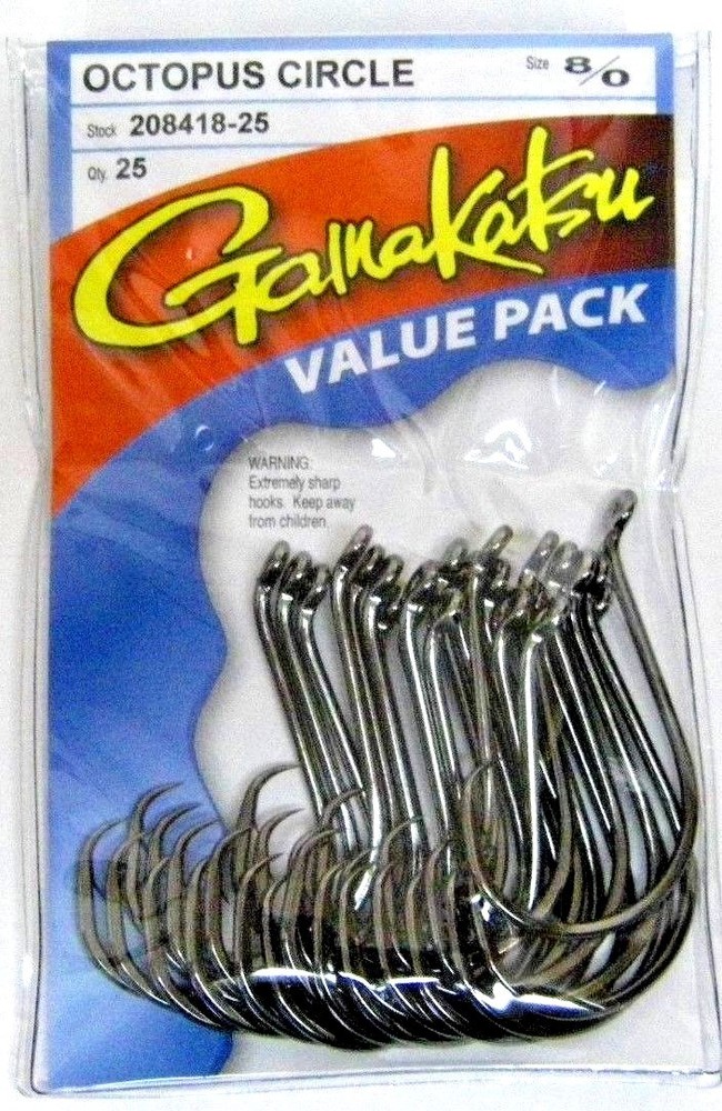 GAMAKATSU #208 OCTOPUS CIRCLE HOOKS Value Packs OFFSET ALL SIZES 8/0 through 8