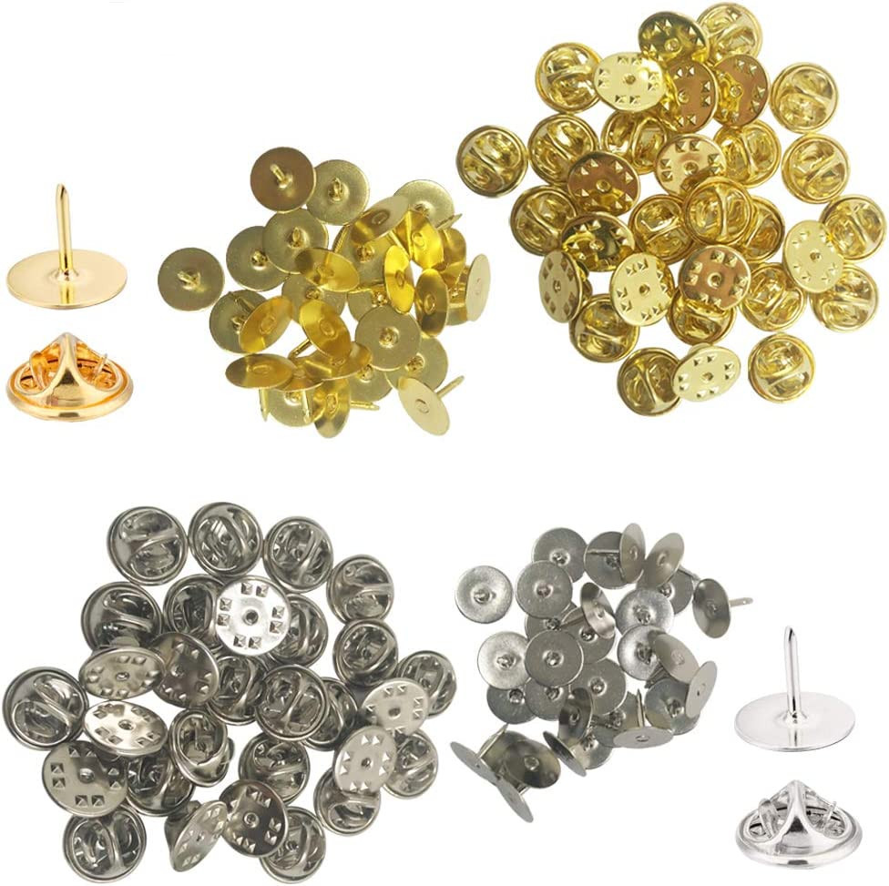 60 Pack Butterfly Clutch with Blank Pins, Pin Backs Tie Tacks Replacement for Cr