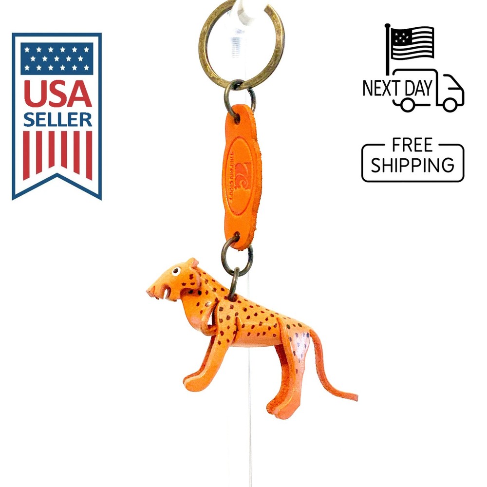 Cheetah Handmade Leather Keyring