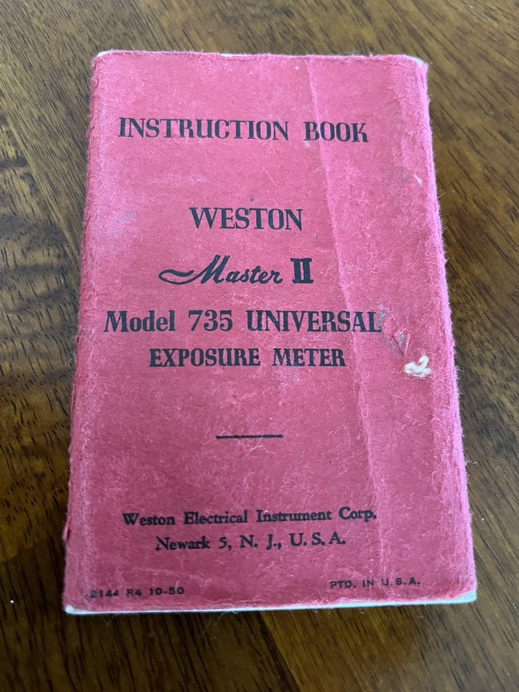 Weston Model 737 Master III Universal Exposure Light Meter With User Manual