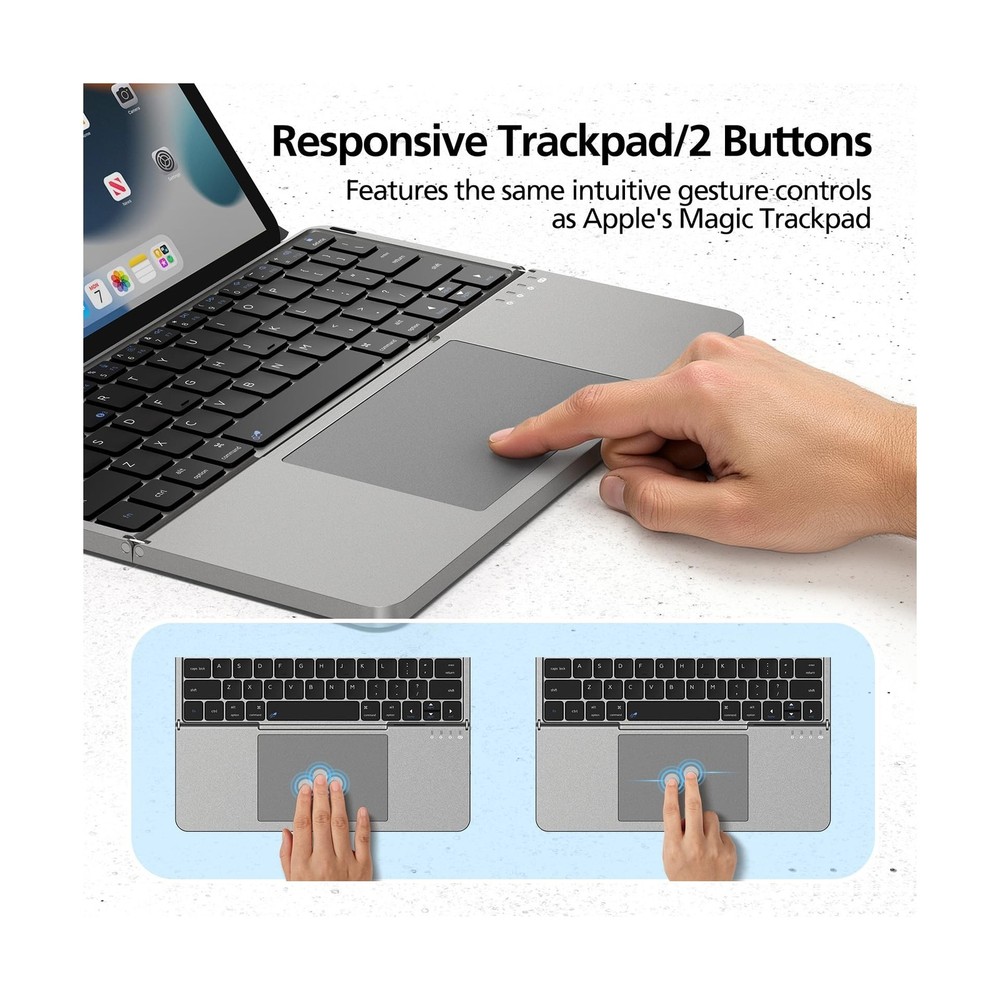 MicroPack Foldable Bluetooth Keyboard with Touchpad & Stand for iPad/iPhone/M...
