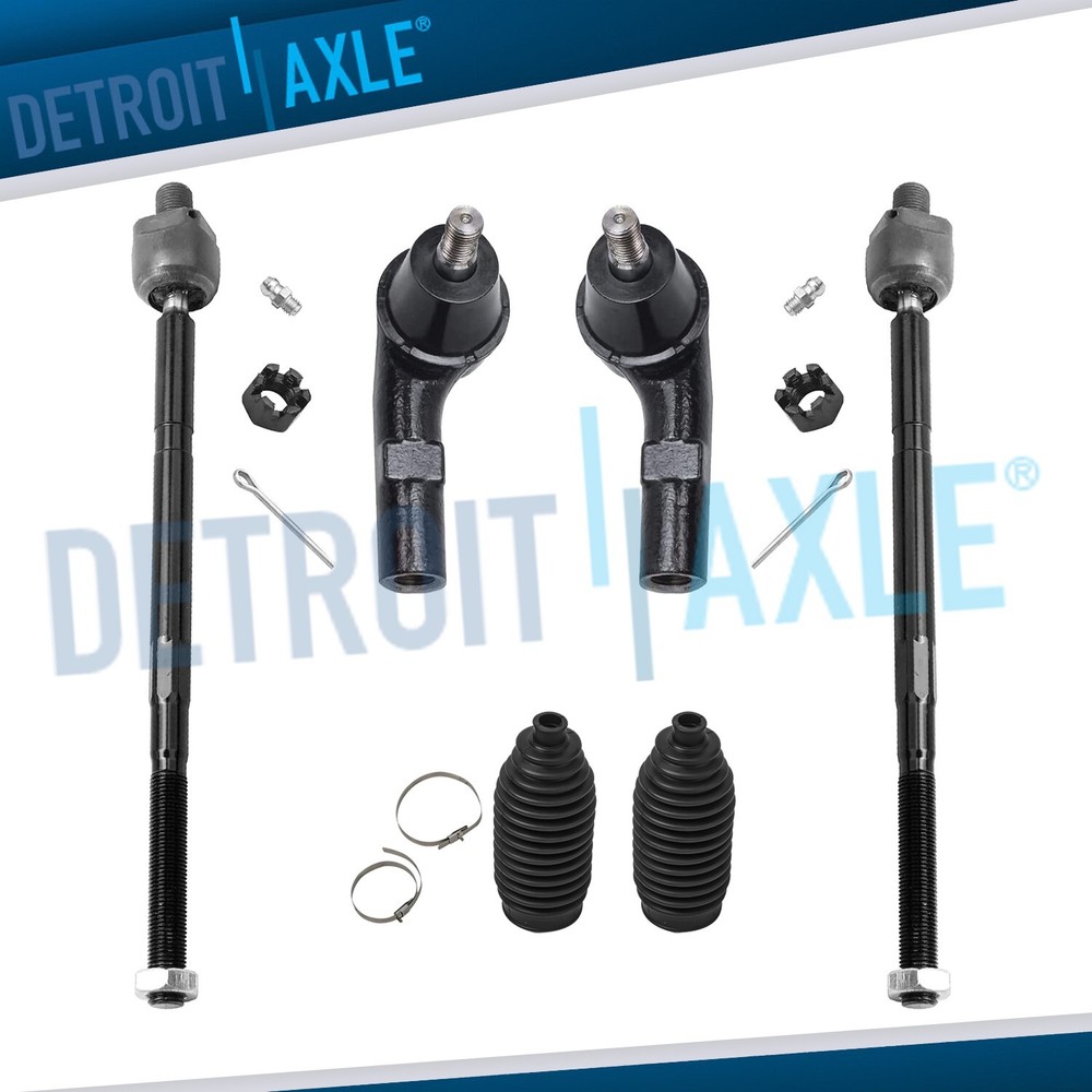 Front Inner Outer Tie Rod Ends w/ Tie Rod Boots for VW Jetta Golf Beetle Rabbit