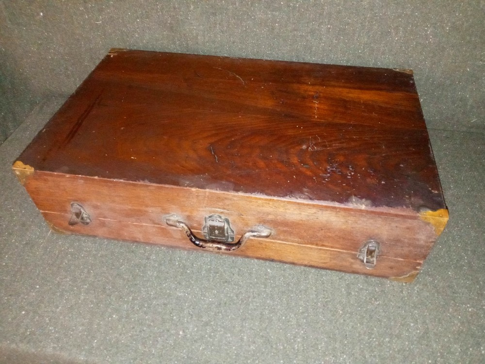 Solid Wood 1800's Toolbox Chest w/ Eagle Lock Drawer & Brass Hardware - SUPERB!