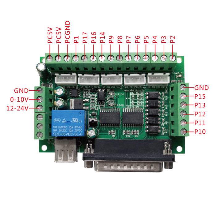 Driver board MACH3 engraving machine 5 Axis CNC breakout board optical coupler