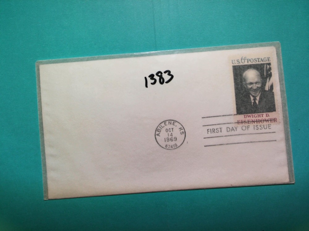 U. S. Stamp FDC#1383 -Eisenhower- no cachet - comb. Shipping!