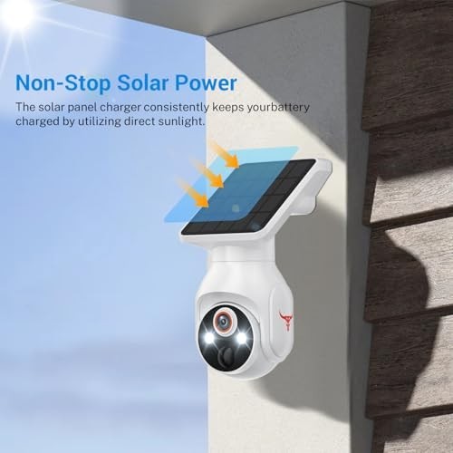 Solar Panel Powered Security Camera 1080p WiFi Camera with Night Vision Motion